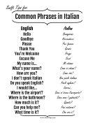 Common English to Italian Phrases