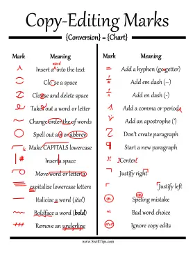 Common Copy-Editing Marks Printable Board Game