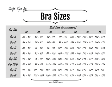 Bra Sizing Chart Printable Board Game