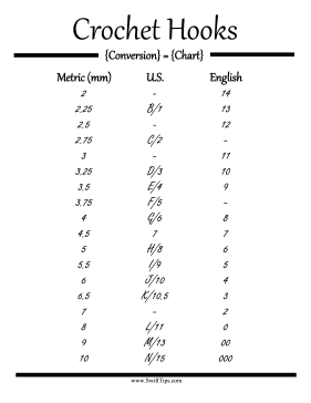 Crochet Hooks Conversion Chart Printable Board Game