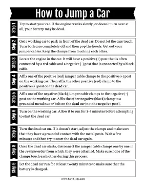 How to Jump a  Car Battery Printable Board Game