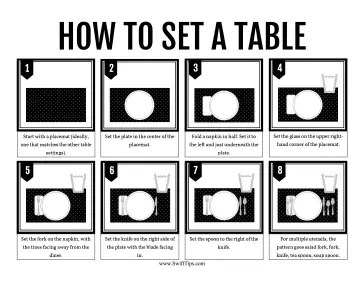 How to Set a Table Printable Board Game