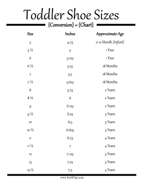 Toddler Shoe Size Conversion Chart Printable Board Game