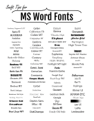 Microsoft Word Fonts printable swift tip